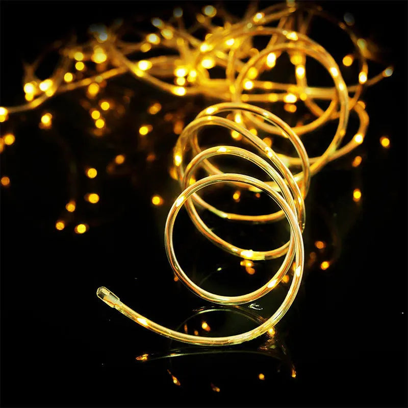 Led Solar Holiday Waterproof Decoration Rope String Light 10/12/22M 8 Modes