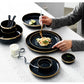 Pink Black Gold Inlay  Ceramic Dinner Plate Tableware Porcelain Bulk Serving Dishes Home Wedding Decorative Dinnerware