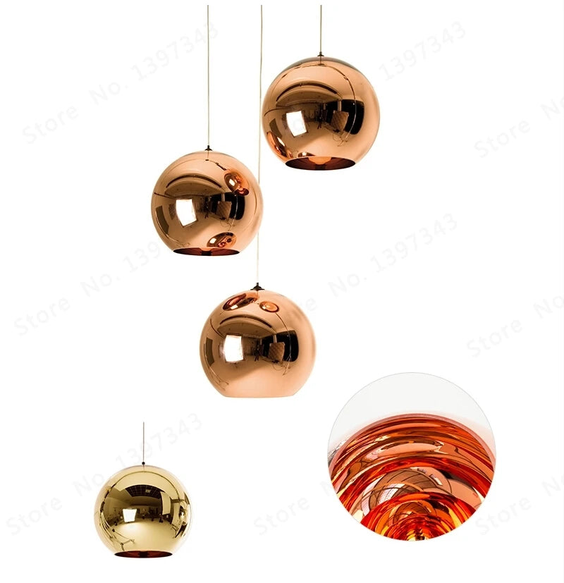 Wonderland LED Chandelier Ball Light Pendant Lamp Glass Ball Light Luster Modern Copper Sliver Shade Mirror Christmas
