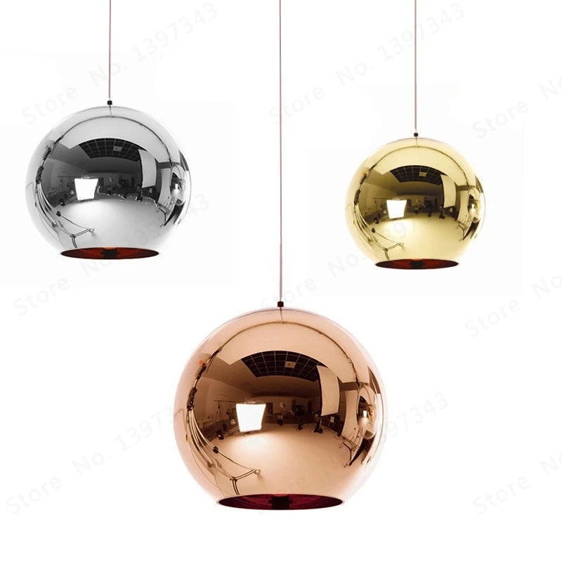 Wonderland LED Chandelier Ball Light Pendant Lamp Glass Ball Light Luster Modern Copper Sliver Shade Mirror Christmas
