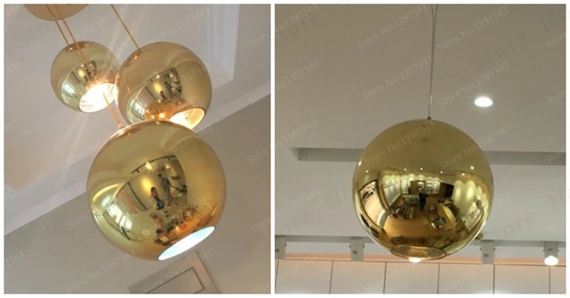 Wonderland LED Chandelier Ball Light Pendant Lamp Glass Ball Light Luster Modern Copper Sliver Shade Mirror Christmas