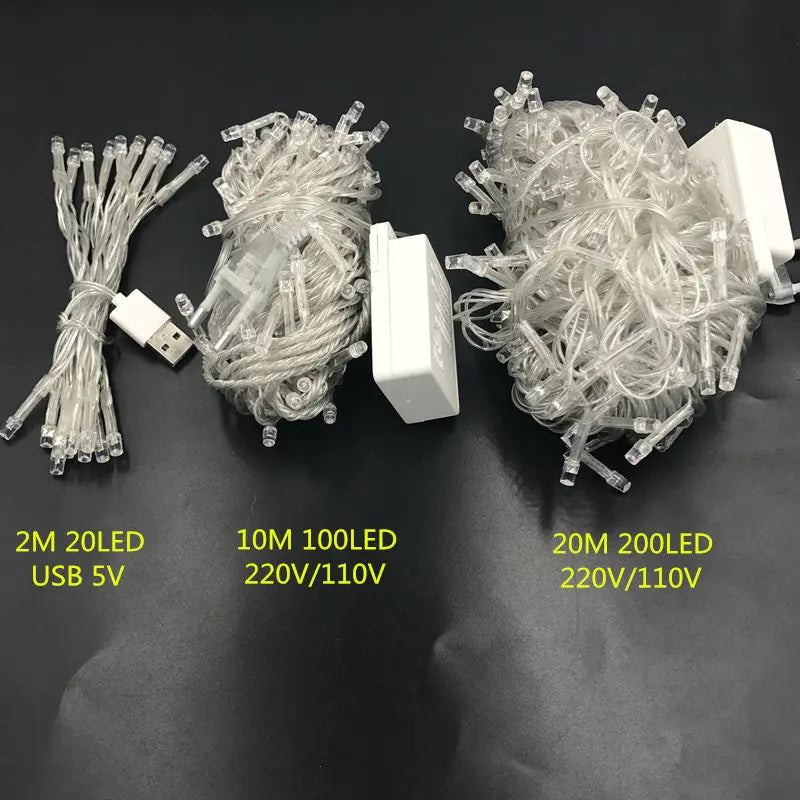 Outdoor christmas led string lights 100M 50M 30M 20M 10M 2M decorative fairy light holiday lights lighting tree garland decor