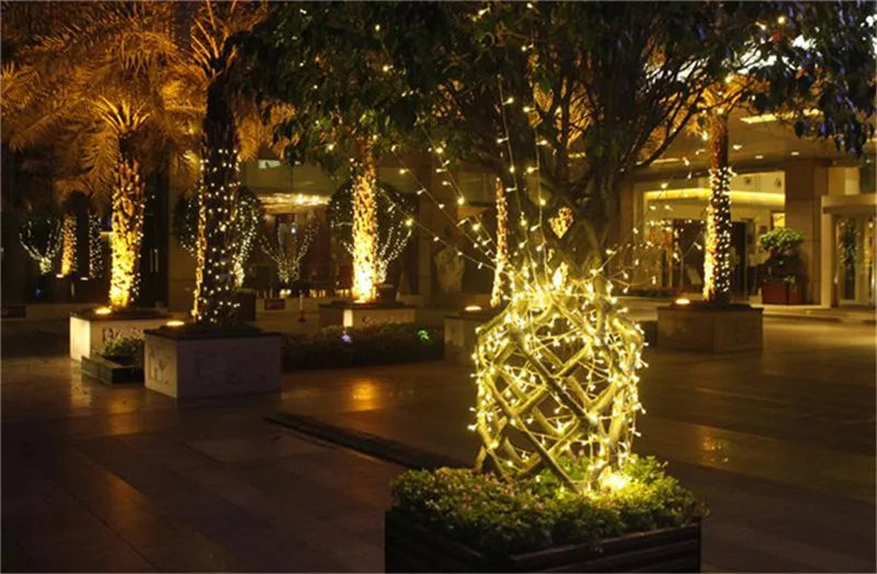 Outdoor christmas led string lights 100M 50M 30M 20M 10M 2M decorative fairy light holiday lights lighting tree garland decor