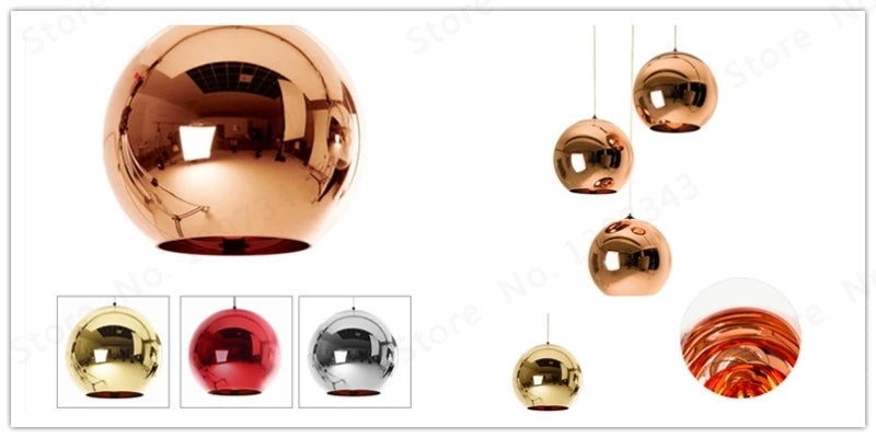 Wonderland LED Chandelier Ball Light Pendant Lamp Glass Ball Light Luster Modern Copper Sliver Shade Mirror Christmas