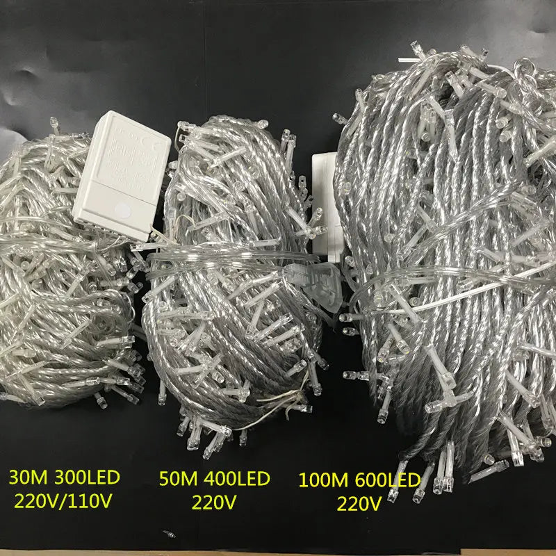 Outdoor christmas led string lights 100M 50M 30M 20M 10M 2M decorative fairy light holiday lights lighting tree garland decor