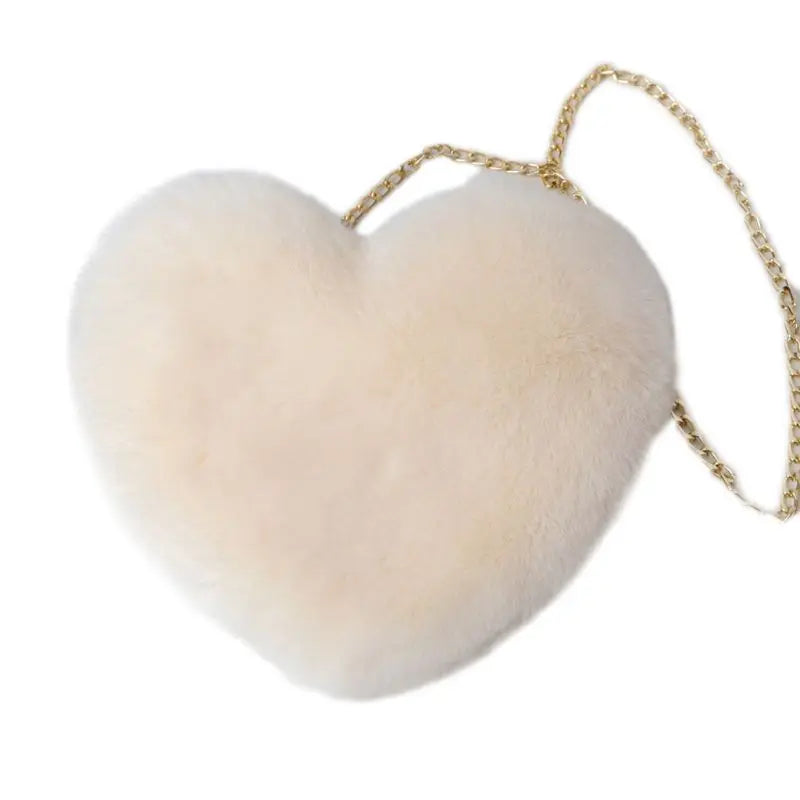 Heart Shape Faux Fur Crossbody Purse