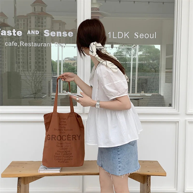 Rose Pink Women Canvas Shoulder Bag Eco Reusable Ladies Daily Shopping Bags Thin Cloth Female Girls Summer Beach Tote Handbags