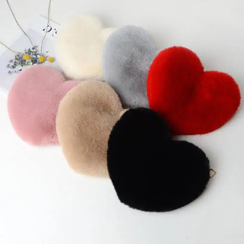 Heart Shape Faux Fur Crossbody Purse