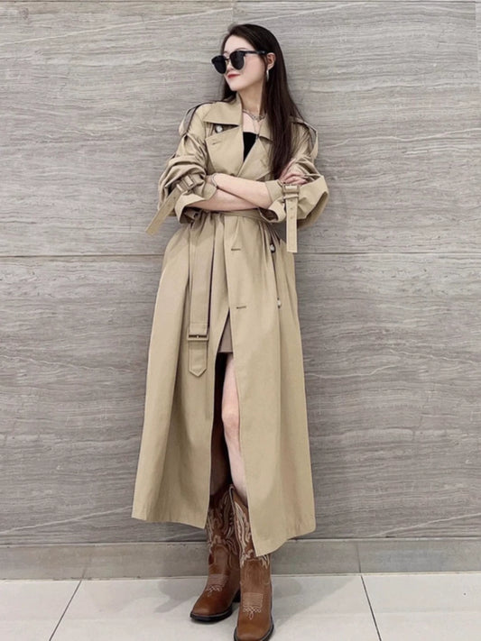 Loose Double Breasted Long Trench Coat Women