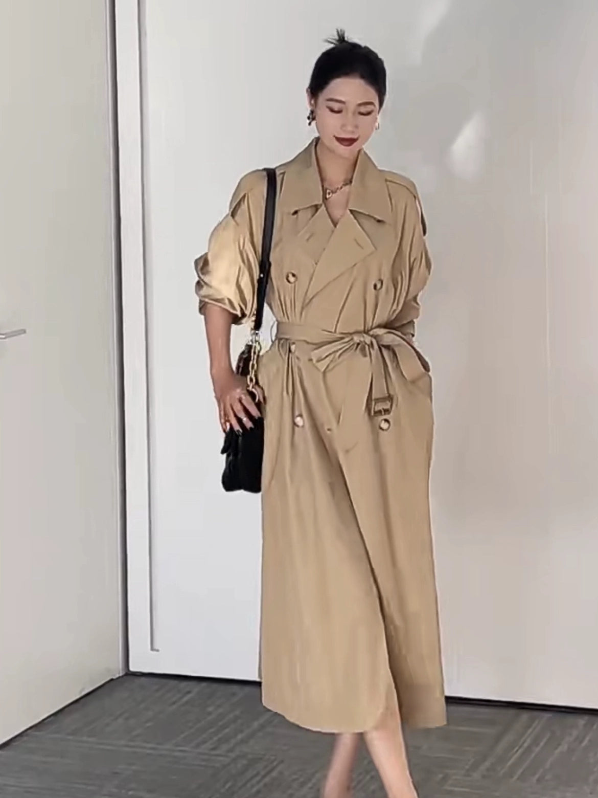 Loose Double Breasted Long Trench Coat Women