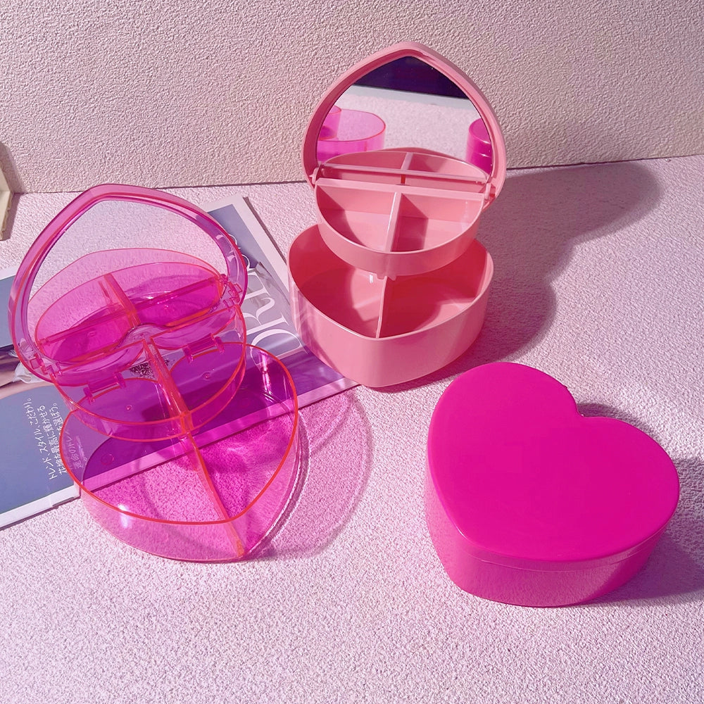 Clamshell Heart Student Small Items Barrettes Storage Box