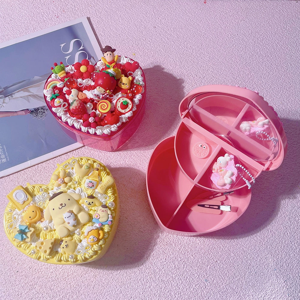 Clamshell Heart Student Small Items Barrettes Storage Box