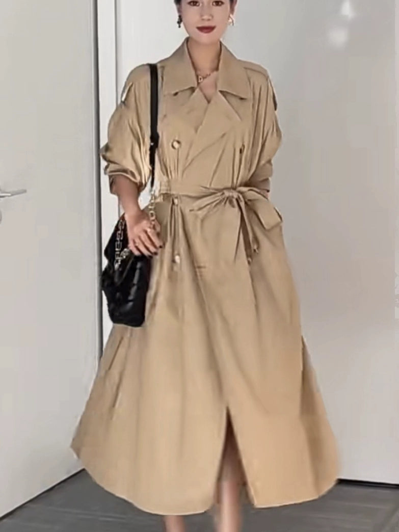 Loose Double Breasted Long Trench Coat Women