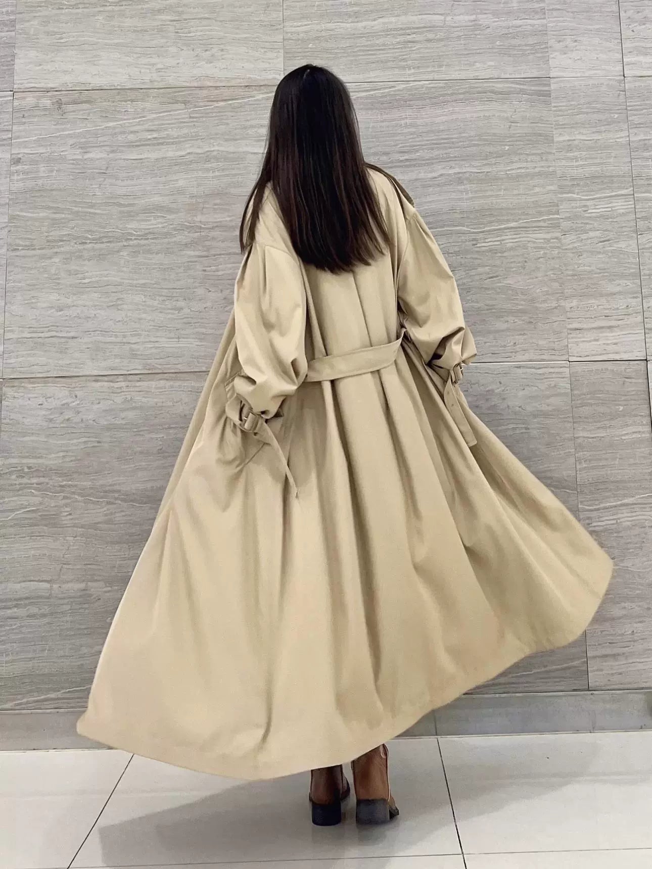 Loose Double Breasted Long Trench Coat Women