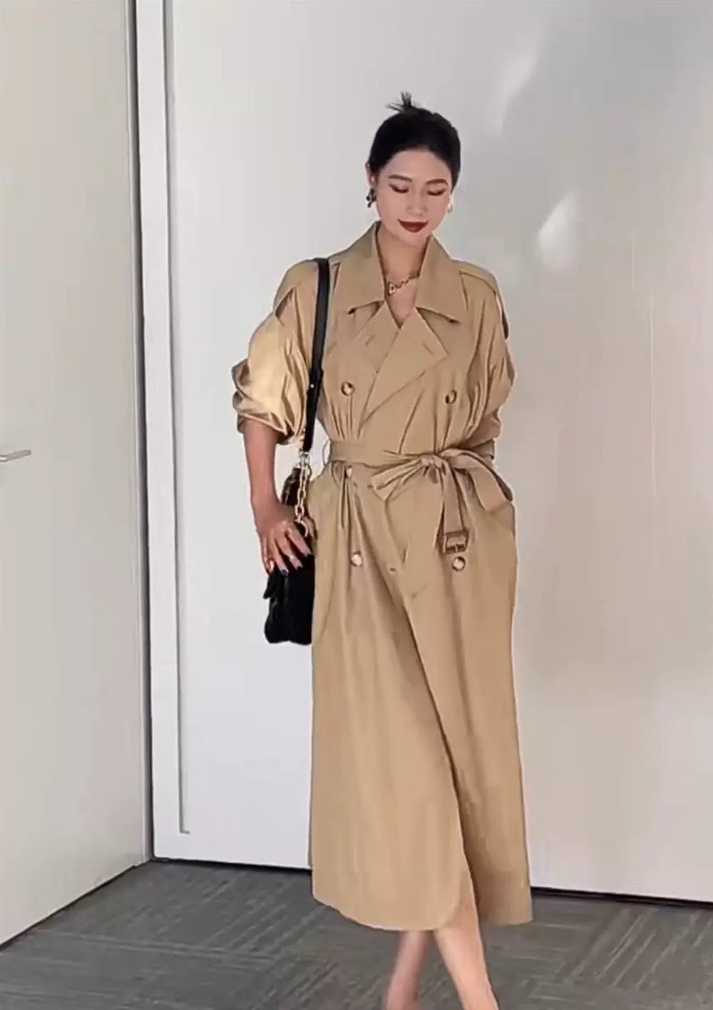 Loose Double Breasted Long Trench Coat Women