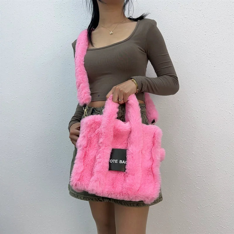Faux Fur Ladies Tote Bag