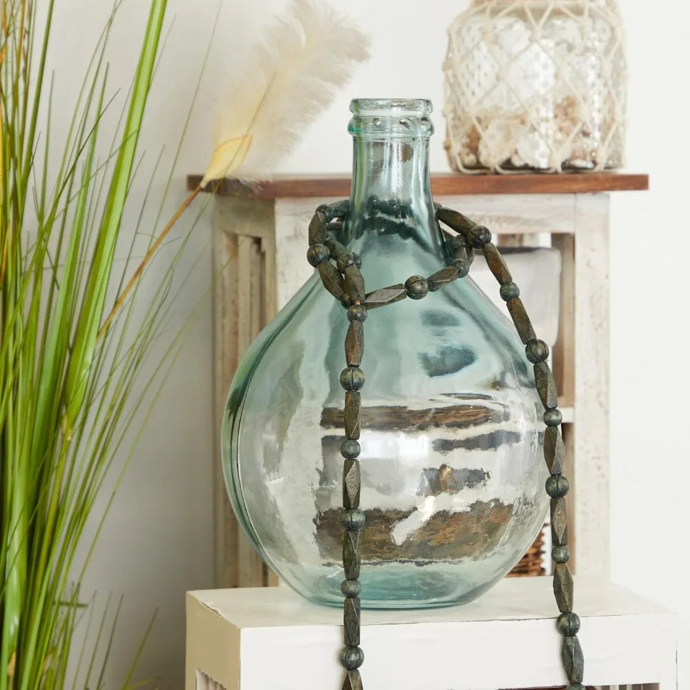 Deco 79 Recycled Glass Handmade Decorative Vase Spanish Bottle Centerpiece Vase, Flower Vase for Home 11" x 11" x 17"