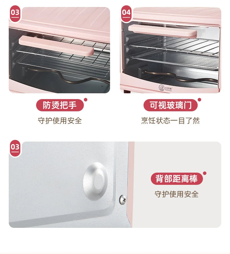 Mini Electric Oven (12L), Compact Baking Oven for Home Use, SpaceSaving Toaster, Quick Heat Oven, Countertop Baking Appliance,