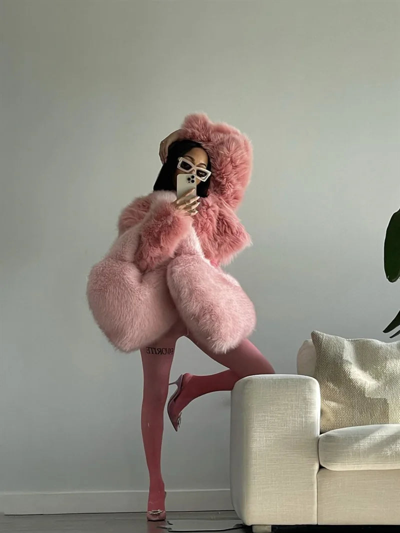 Fluffy Love Heart Shoulder Bag / Tote