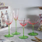 French Floral Cocktail Glass Household Luxury Retro Flower Red Wine Goblet Crystal Glass Pink Green Champagne Cup Cocktail Cup