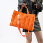 Green Padded Handbag Fashion Quilted Shoulder Bags For Women 2023 Winter Space Cotton Shopper Bag Portable Large Capacity Tote