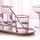Nordic Creative Pink Cocktail Glass Lead-Free Crystal Home Champagne Wine Glasses Set Goblet Juice Water Cup Golden Edge Kettle