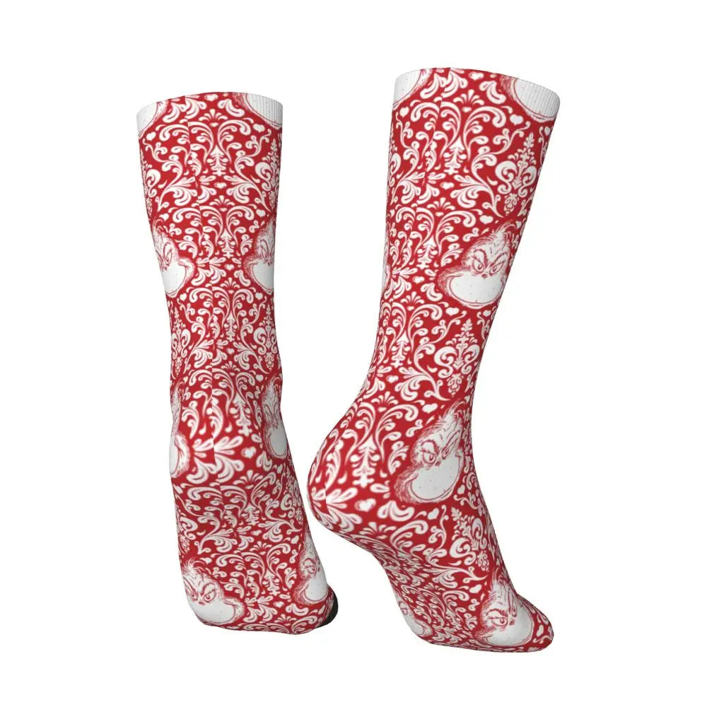 Novelty Christmas-S-Green-S-Grinching Socks Men's Women's Fashion Socks Spring Summer Autumn Winter Middle Tube Socks Gift