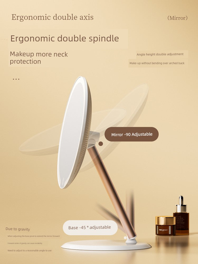 Dual-Axis Stand Office Rotating Makeup Mirror with Light