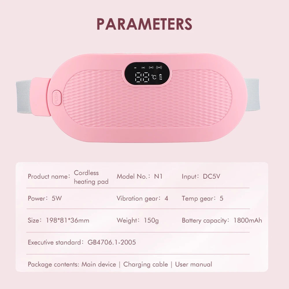 Electric Heating Pad Women Vibrator Period Pain Relief Device Menstrual Cramp Massager Blood Circulation Abdominal Belt Warmer