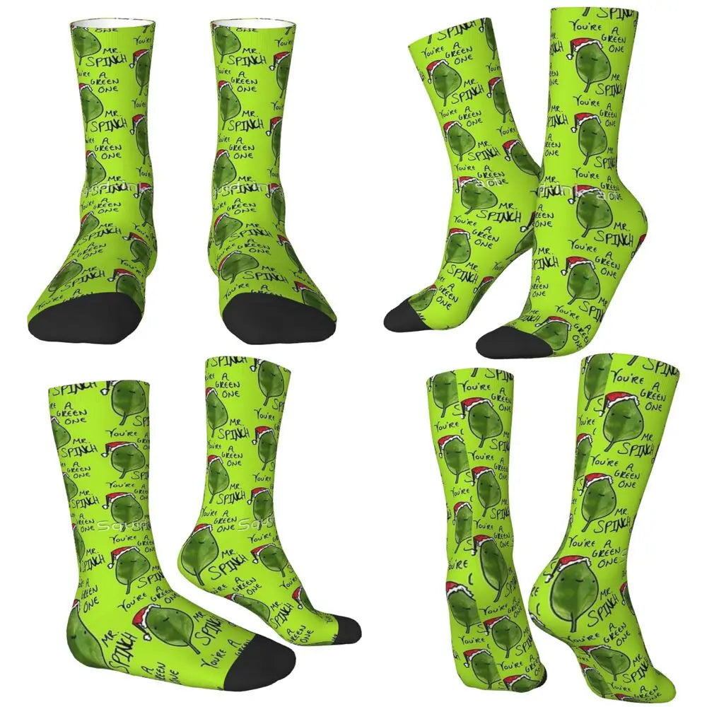 Pink Christmas-S-Green-S-Grinching Stockings Monster Trendy Socks Winter Anti Skid Socks Women Men Running High Quality Socks