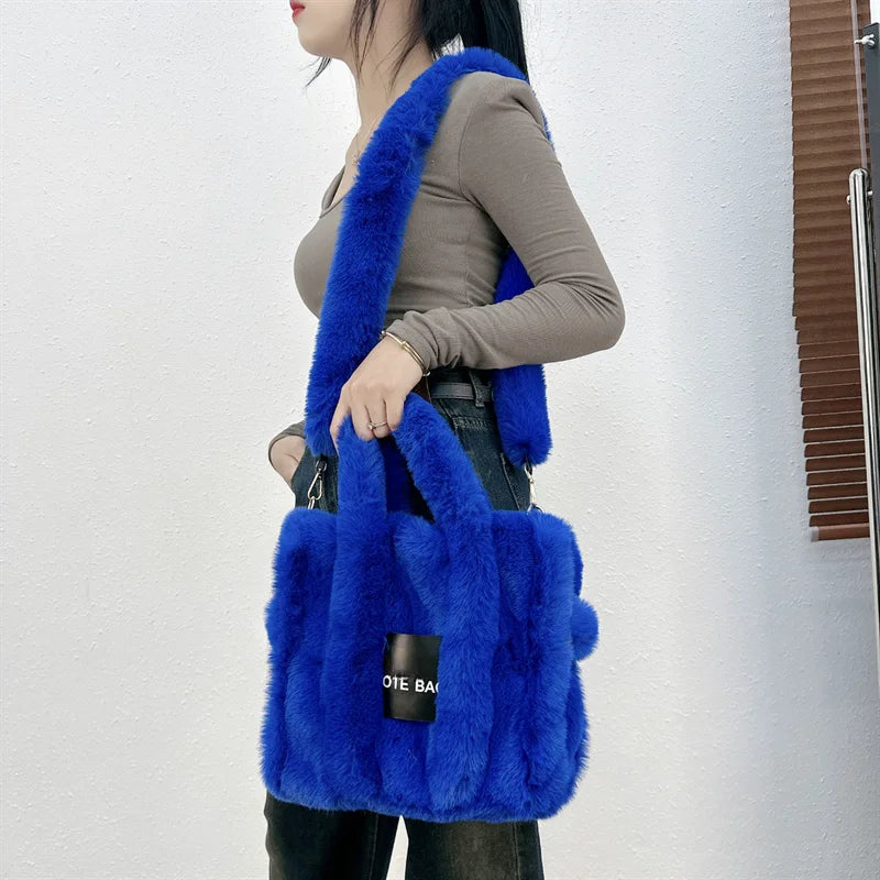 Faux Fur Ladies Tote Bag