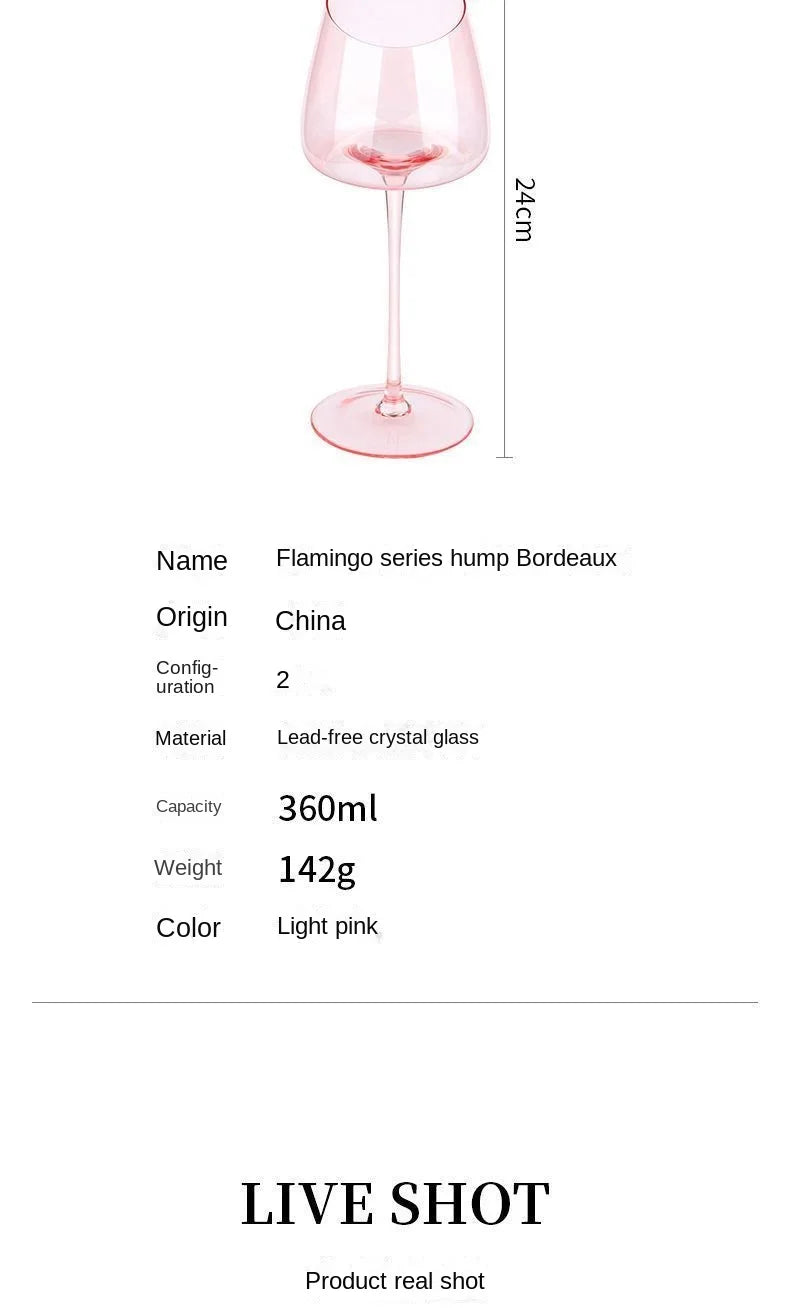 Pink Flamingo Lead-free Crystal Red Wine Glass Cup Goblet Pink Burgundy Glass Cup High-value Household Champagne Glass Cup
