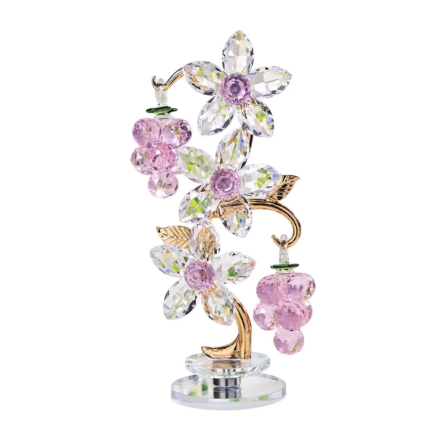 Glass Paperweight Flower Ornament Pink Grape Decor for Office Home Tabletop