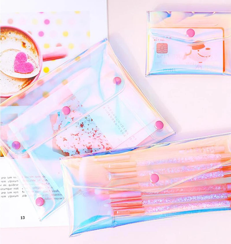 PVC Transparent Cosmetic Bag Women Makeup Storage Clear Organizer Wash Travel Portable Toiletry Multifunction Purse Pouch Bag