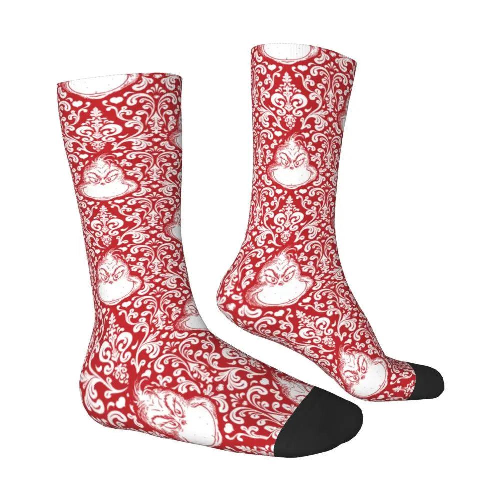 Novelty Christmas-S-Green-S-Grinching Socks Men's Women's Fashion Socks Spring Summer Autumn Winter Middle Tube Socks Gift