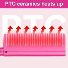Electric Pink Hot Comb Professional Fast Heating Styling Comb Hair Straightener Portable Anti-Scald Straightening Press Comb