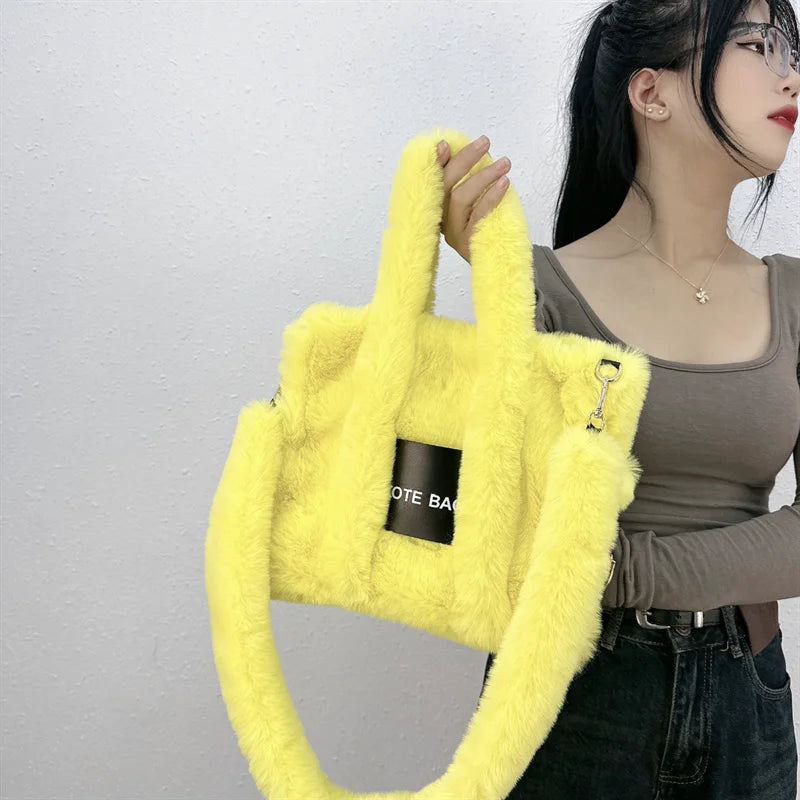 Faux Fur Ladies Tote Bag