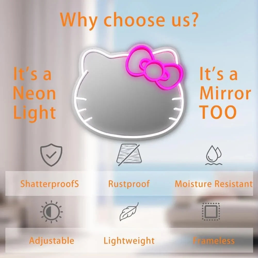 Hello Kit Cat Neon Mirror