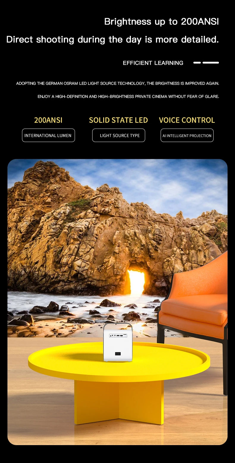 HD Portable Mini Projector - Global Cinema Home Theater and Outdoor Camping Beamer 1080P
