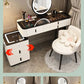 Multifunction Wireless Charging Princess Dressing Table Convertible Bedroom Smart Makeup Vanity With LED Mirror
