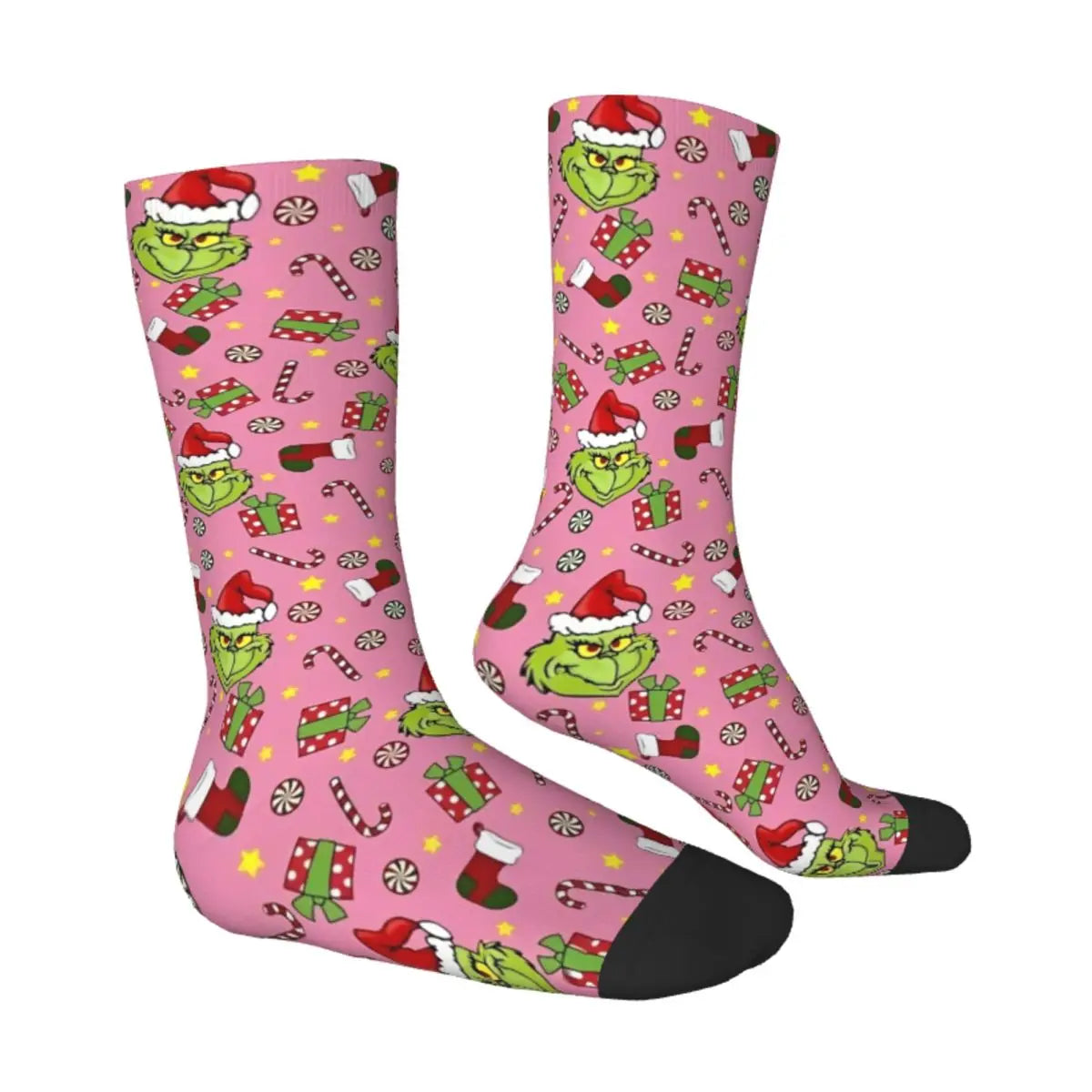 Pink Christmas-S-Green-S-Grinching Stockings Monster Trendy Socks Winter Anti Skid Socks Women Men Running High Quality Socks