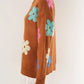 Spell Color Flower Round Collar Pullover Knitted Sweater