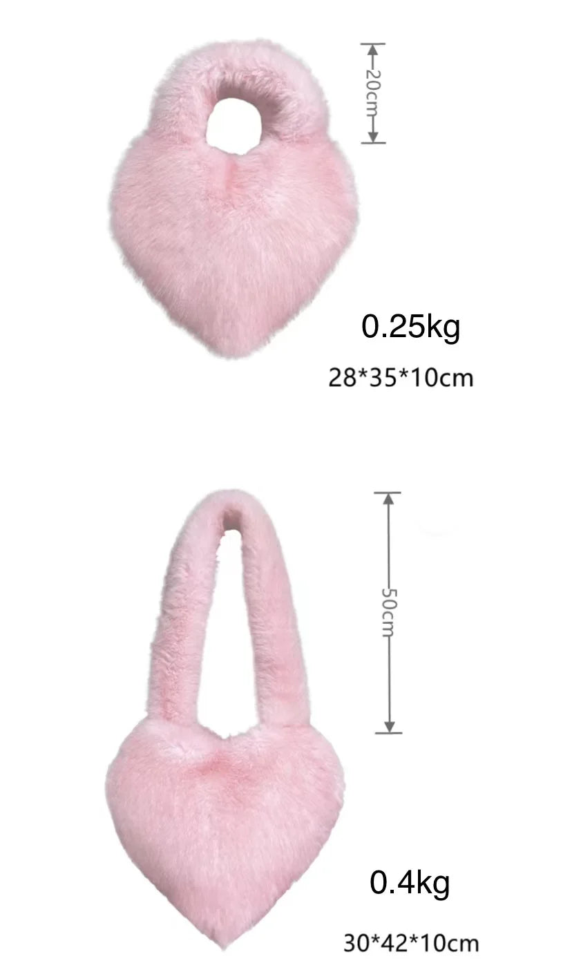 Fluffy Love Heart Shoulder Bag / Tote