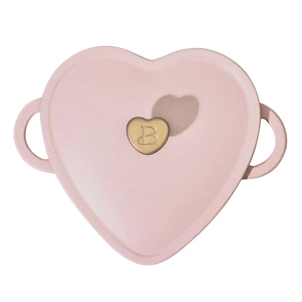 Beautiful 2-Quart Cast Iron Heart Dutch Oven, Pink Champagne, Drew Barrymore