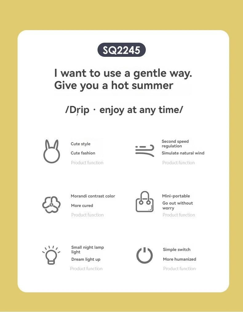 Summer New Mini Mini Fan Cute Cartoon Portable Charging USB Handheld Fan Student Outdoor Fan