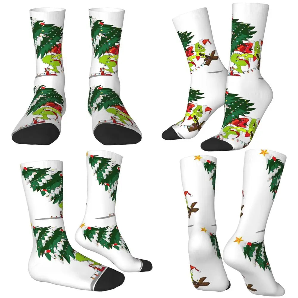 Pink Christmas-S-Green-S-Grinching Stockings Monster Trendy Socks Winter Anti Skid Socks Women Men Running High Quality Socks