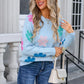 Spell Color Flower Round Collar Pullover Knitted Sweater