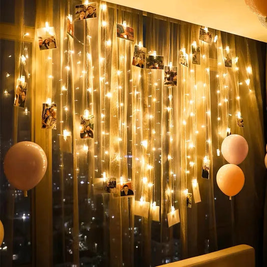 Star LED String Lights Love Heart Bow Shape Led Curtain Lights Birthday Christmas Party Wedding Decorations Fairy Lights Bedroom