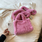 Pink Handbag Plush Bag For Women 2024 Winter Soft Fluffy Shoulder Crossbody Bag Lady Designer Luxury Faux Fur Evening Bag Tote