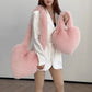 Love Heart Female Pink Plush Handbags Large Capacity Women's Faux Fur Crossbody Bag Tote Y2k Hot Girls Fluffy Shoulder Bags